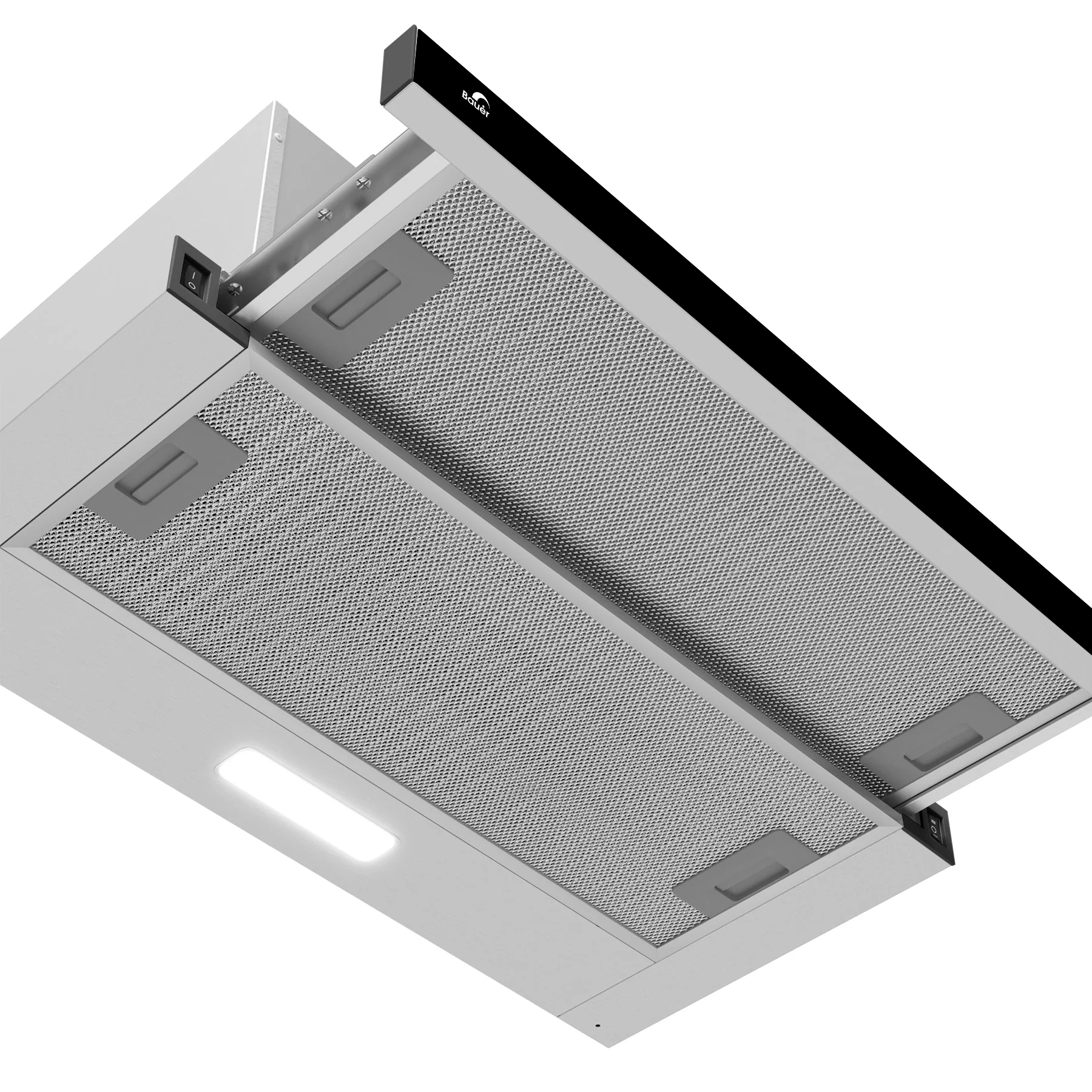 Máy hút mùi âm tủ phím bấm kính đen 60cm Bauer BC6002B