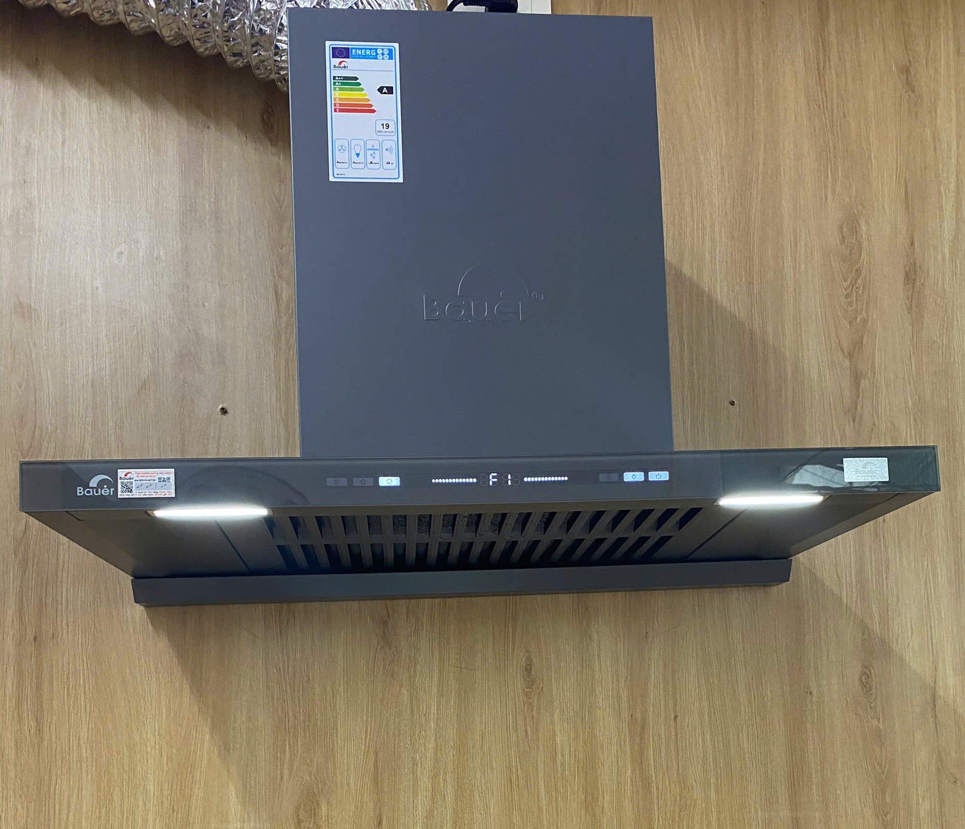 Máy hút mùi áp tường chữ T màu xám 70cm Bauer BC7035DG MultiFunc