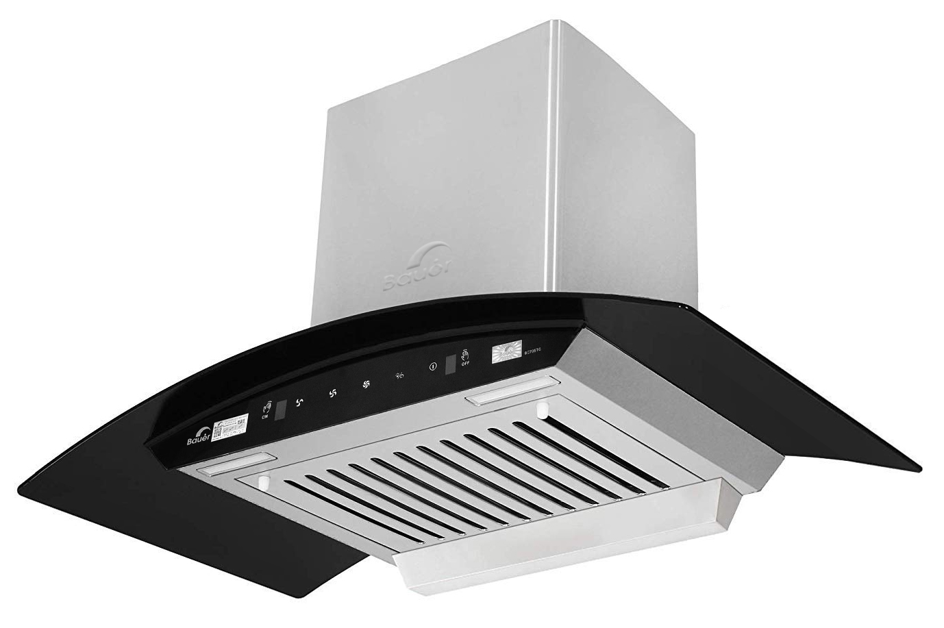 Máy hút mùi áp tường kính cong Inox 70cm Bauer BC70STC