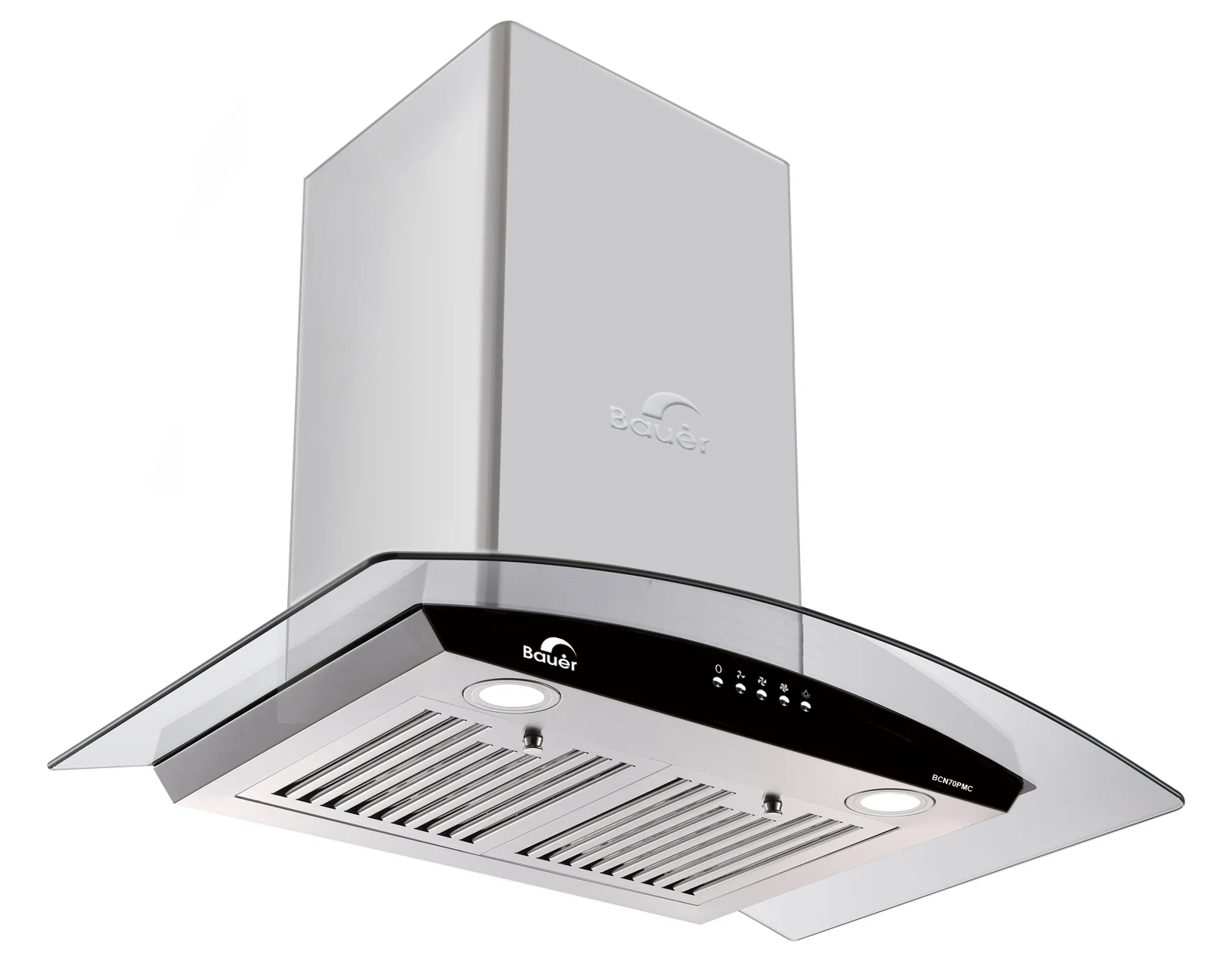 Máy hút mùi áp tường kính cong Inox 70cm Bauer BCN70PMC