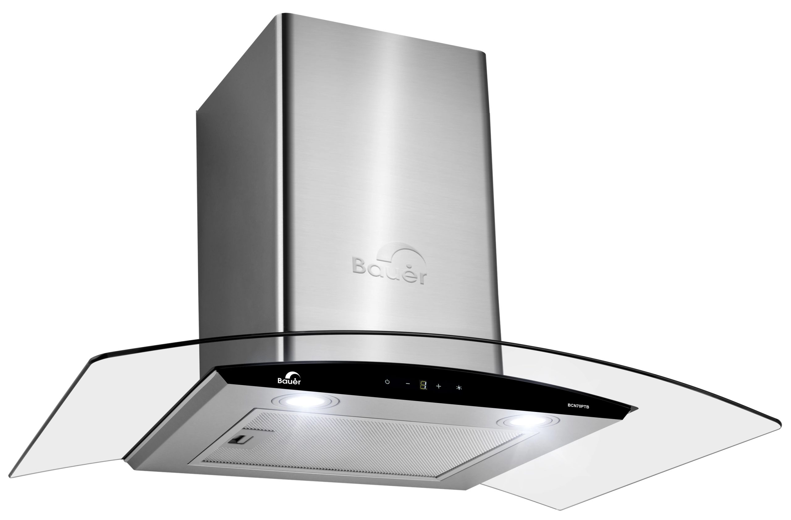 Máy hút mùi áp tường kính cong Inox 70cm Bauer BCN70PTB