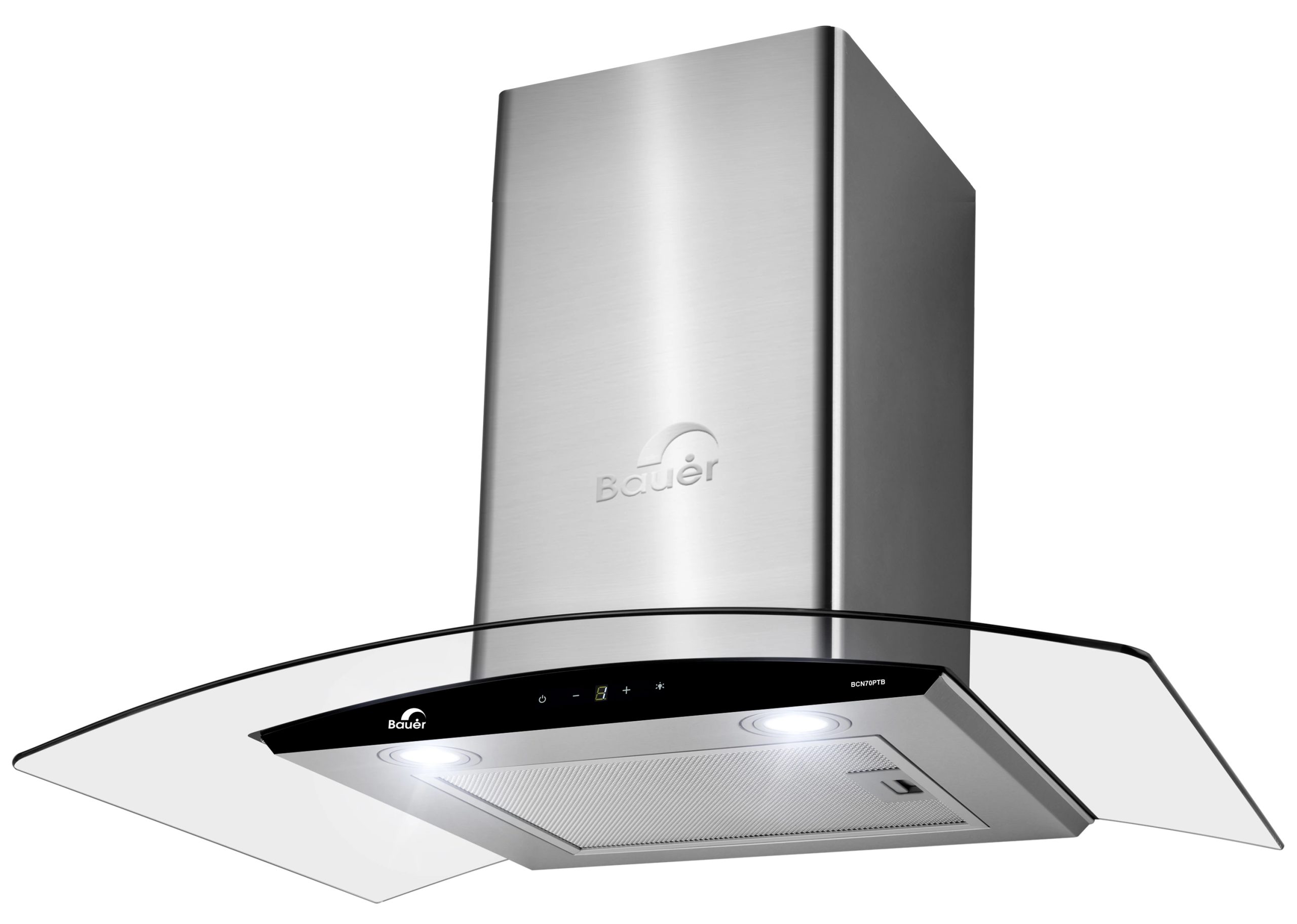 Máy hút mùi áp tường kính cong Inox 70cm Bauer BCN70PTB