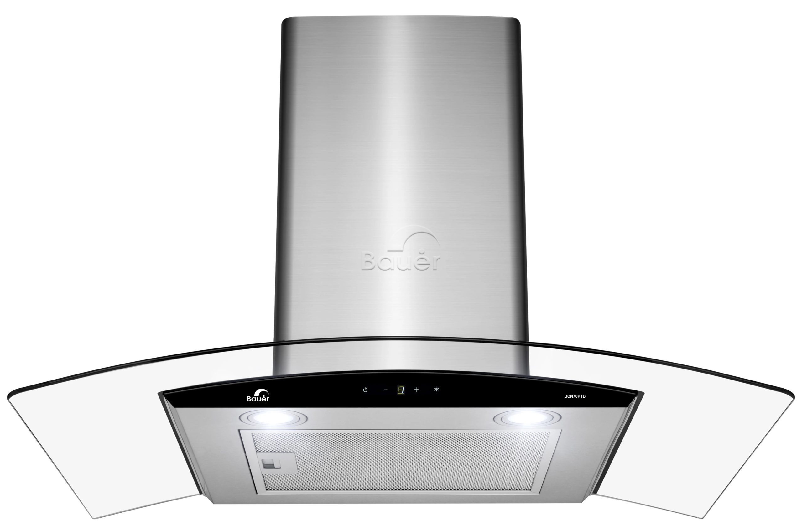 Máy hút mùi áp tường kính cong Inox 70cm Bauer BCN70PTB