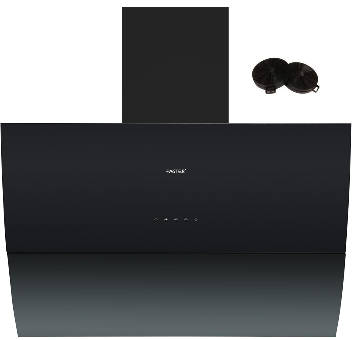 Máy hút mùi áp tường kính vát màu đen cảm ứng 90cm Faster FS 90CG New