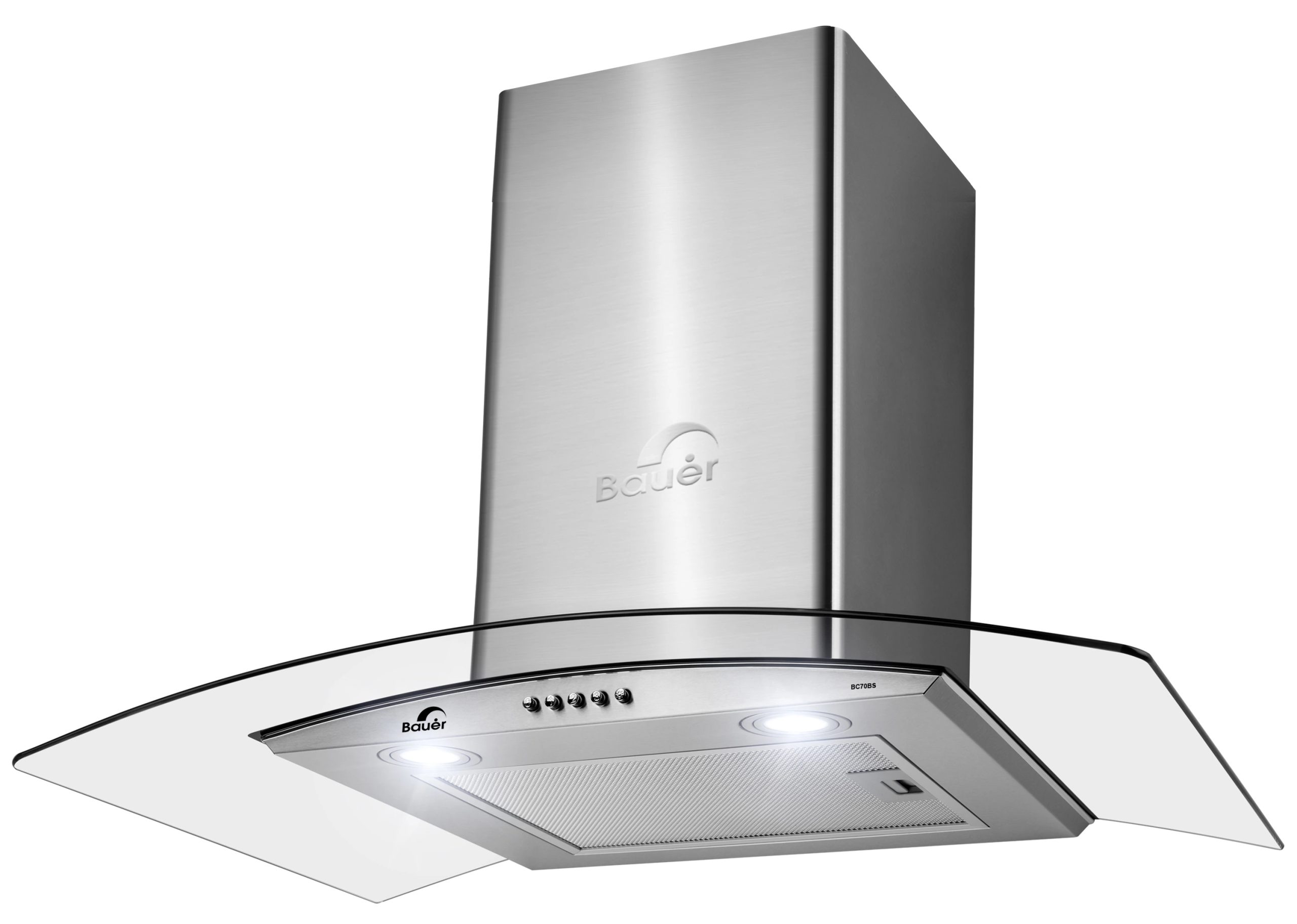 Máy hút mùi áp tường kính cong Inox 70cm Bauer BC70BS