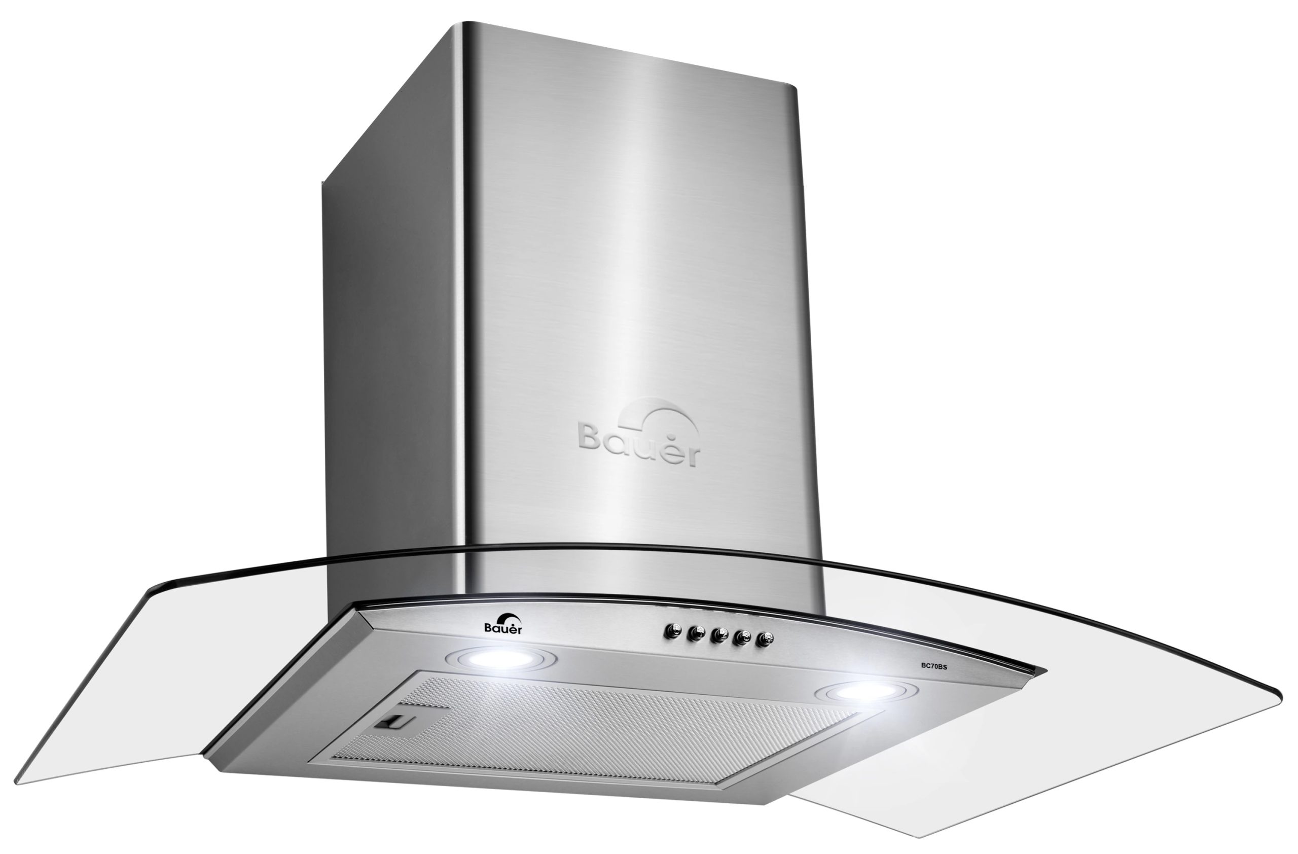 Máy hút mùi áp tường kính cong Inox 70cm Bauer BC70BS