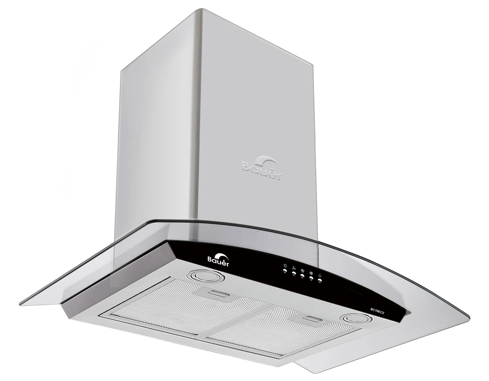 Máy hút mùi áp tường kính cong Inox 70cm Bauer BC70EC2
